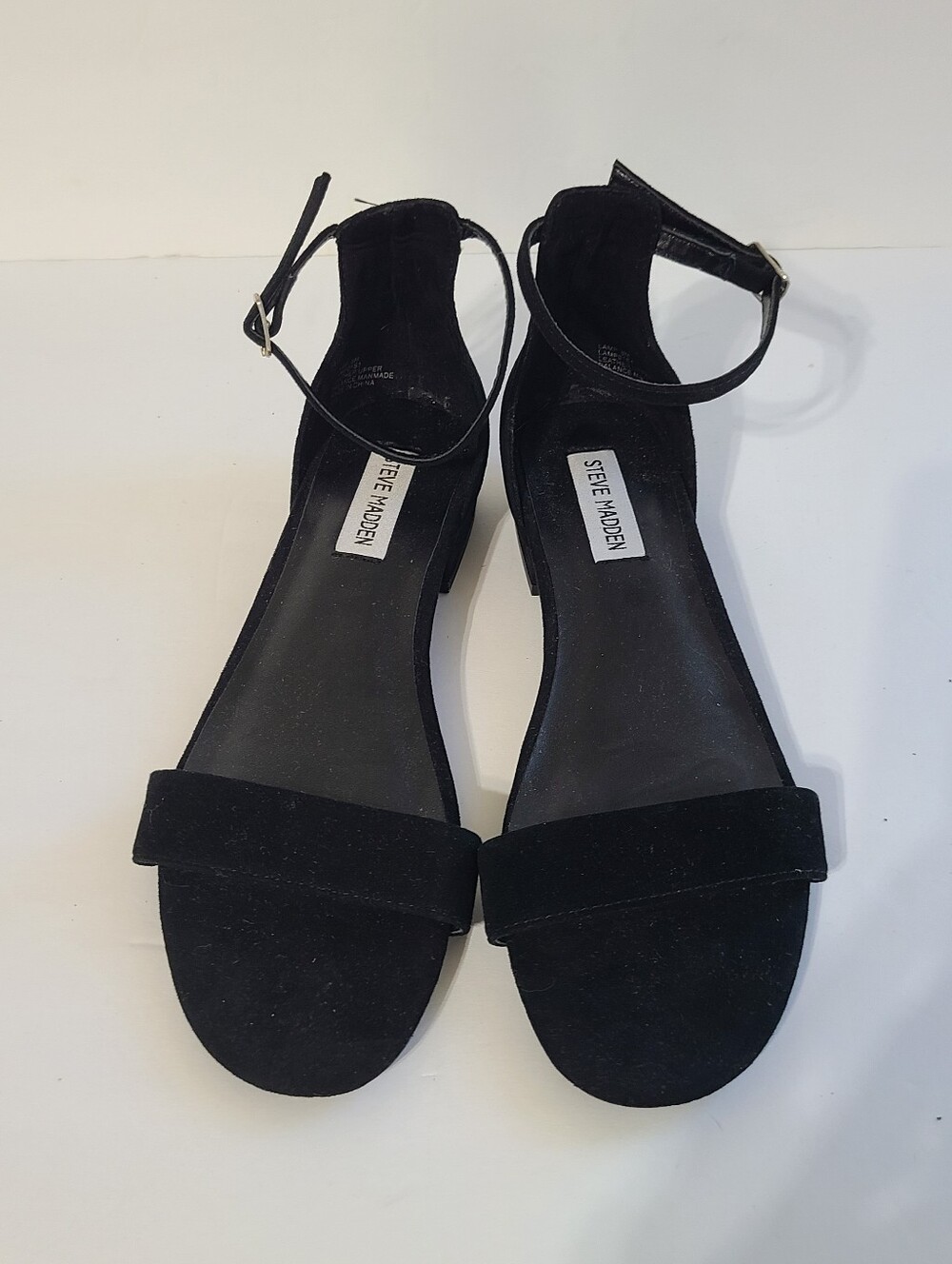 Steve Madden Lamp Sandals In Black Faux Suede